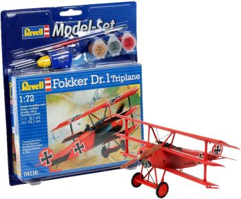 REV64116 - Modellbausatz Fokker DR.1 Triplane mit Bemalung zum Zusammenbauen