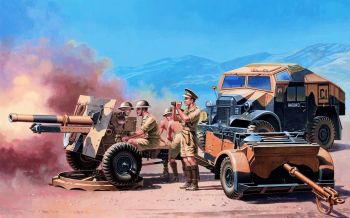 ITA7027 - Haubitze Morris Quad Tractor./25 PDR.GUN zum Zusammenbauen und Lackieren
