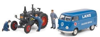 SCH7859 - LANZ BULLDOG mit VOLKSWAGEN T1b und 3 Mechanikern LANZ BULLDOG Service.