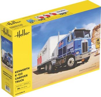HEL80793 - KENWORTH K-123 Frontlenker-Lkw mit Auflieger zum Selbstmontieren und Lackieren