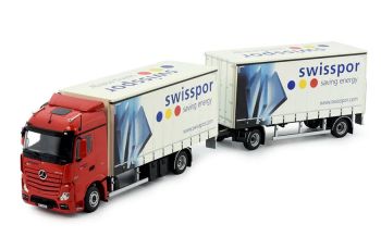 TEK82612 - MERCEDES-BENZ Actros Bigspace 4x2 LKW mit Planenauflieger, 1+1 Achsen, SWISSPOR