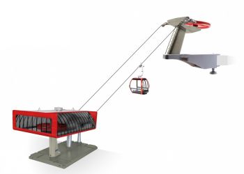 JC84381 - Seilbahn mit einer Gondel Rot und Schwarz