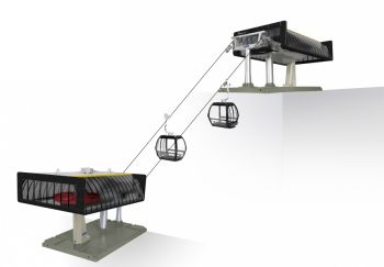 JC84483 - Schlepplift mit 2 Gondeln Schwarz und Gelb