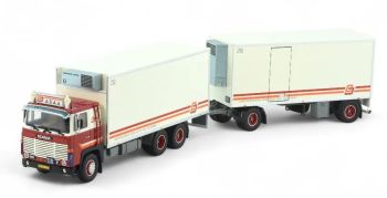 TEK89107 - SCANIA 141 6x4 LKW mit 1+1-achsigem Kühlauflieger, Transport CJ