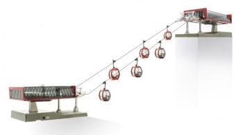 JC82496 - Skilift mit 6 Gondeln in roten Farben 1/87