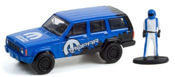 GREEN97120-E - JEEP Cherokee Sport MOPAR Offroad mit Fahrer 2001 THE HOBBY SHOP Serie 12 im Blister
