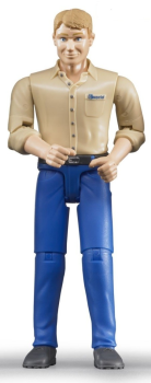 BRU60006 - Blonder Mann mit beigem Hemd und blauer Hose