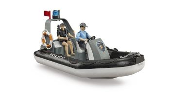 BRU62733 - Aufblasbares Polizeiboot mit Polizist, Taucher und Zubehör