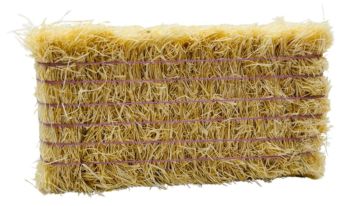 CW0278 - Quadratischer Strohballen mit violetter Schnur – 7,8 x 3,7 x 2,5 cm