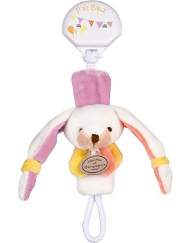 DC2509LAPBLANC - Schnullerkette - Weißer; rosa und orangefarbener Hase