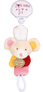DC2509SOURIS - Schnullerkette - Maus Rot; Rosa und Gelb