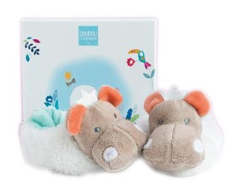 DC3444 - Pantoffel mit Rassel - Hippo 0/6 Monate