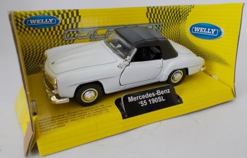 WEL701204BLA - MERCEDES BENZ 190sl 1955 geschlossenes Cabriolet weißes Friktionsmodell