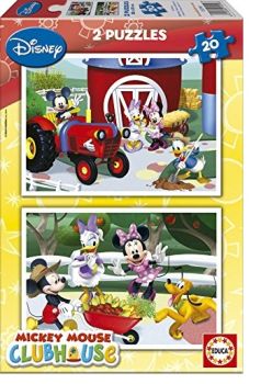 EDU15290 - 2 Puzzles 20 Teile DISNEY - Mickey auf dem Bauernhof