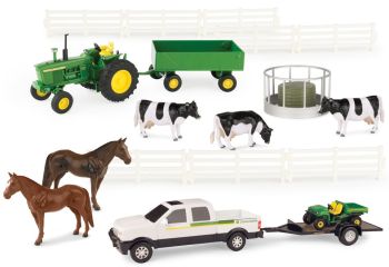 ERT46683 - Farm-Set mit JOHN DEERE-Traktor; Pick-up-Zubehör und Tieren