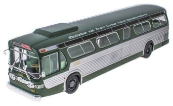 G1255073 - Amerikanischer Linienbus aus NewYork GENERAL MOTORS Neew Look Fishbowl TDH 5301 1965 grün und grau.