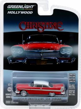 GREEN44840-B - PLYMOUTH Fury 1958 rot weißes Dach böse Version schwarze Fenster aus dem Film Christine im Blister verkauft