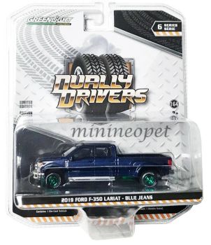 GREEN46060-FVERT - FORD F-350 Lariat Pick-up Doppelkabine 2019 metallic blau grüne Felgen Green Metal Version Dual Drivers Serie im Blister verkauft