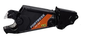 GF118-2-B - FORTRESS FS45-R Schwarze Schrottschere mit Auslegerstütze für Bagger bis 25 Tonnen