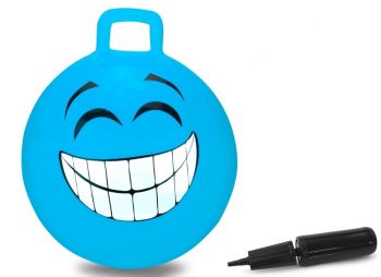 JAM460458 - Aufprallender Ball des blauen Smileys mit Pumpe