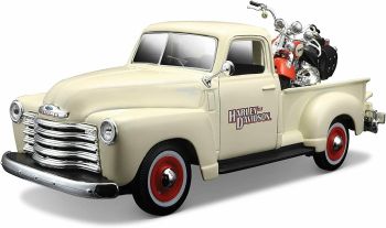 MST32194 - CHEVROLET 3100 Pickup 1950 Weiß mit HARLEY DAVIDSON Flsts Heritage Springer 2001