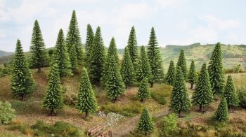 NOC26825 - Lot von 25 hellgrünen Weihnachtsbäumen mit einer Höhe von 5 bis 14 cm