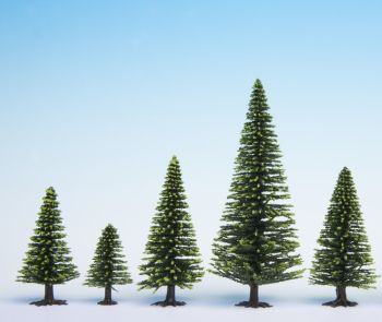 NOC26926 - Set mit 5 hellgrünen Weihnachtsbäumen; 5 bis 9 cm hoch