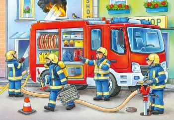 RAV056132 - Puzzle - 12 Teile - Feuerwehrleute - 19 x 19 cm