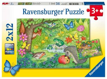 RAV076109 - 2 Puzzles - 12 Teile - Tiere im Garten