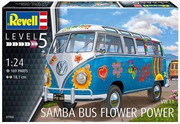 REV07050 - VOLKSWAGEN T1 Samba Bus Flower Power Modell zum Zusammenbauen und Bemalen