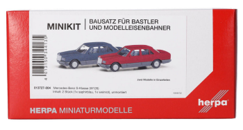 HER013727-004 - MERCEDES BENZ S-Klasse W126 blau und rot – 2 Teile zum Zusammenbauen
