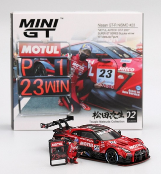 MGT00875-L - NISSAN GT-R R35 #23 Motul Autech Sieger Suzuka 2021 mit Figur T.MATSUDA