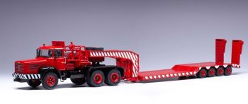 IXOTTR033.23 - BERLIET TB 015 M3 6x4 1960 mit Fahrzeugtransporter 4 Achsen rot