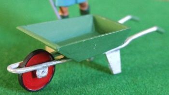 WM010VERT - Grüne und graue Schubkarre - in Miniatur